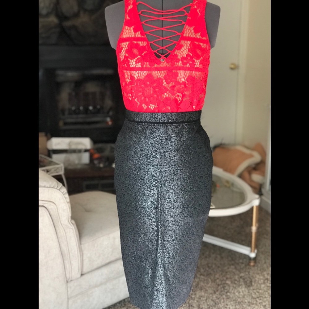 Beautiful metallic foil pencil skirt.